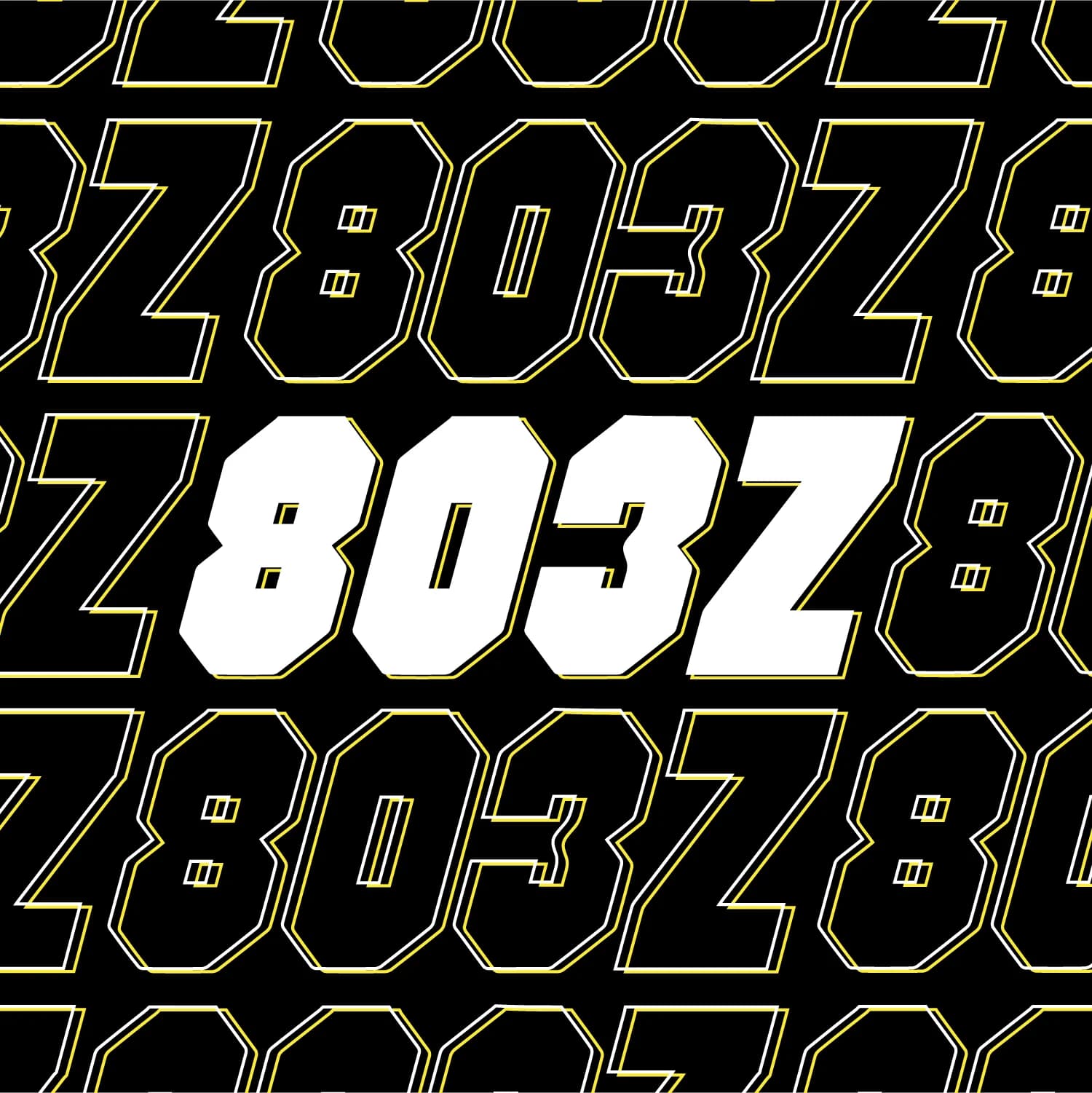 Sticker du 803Z sur un motif de logos détourés
