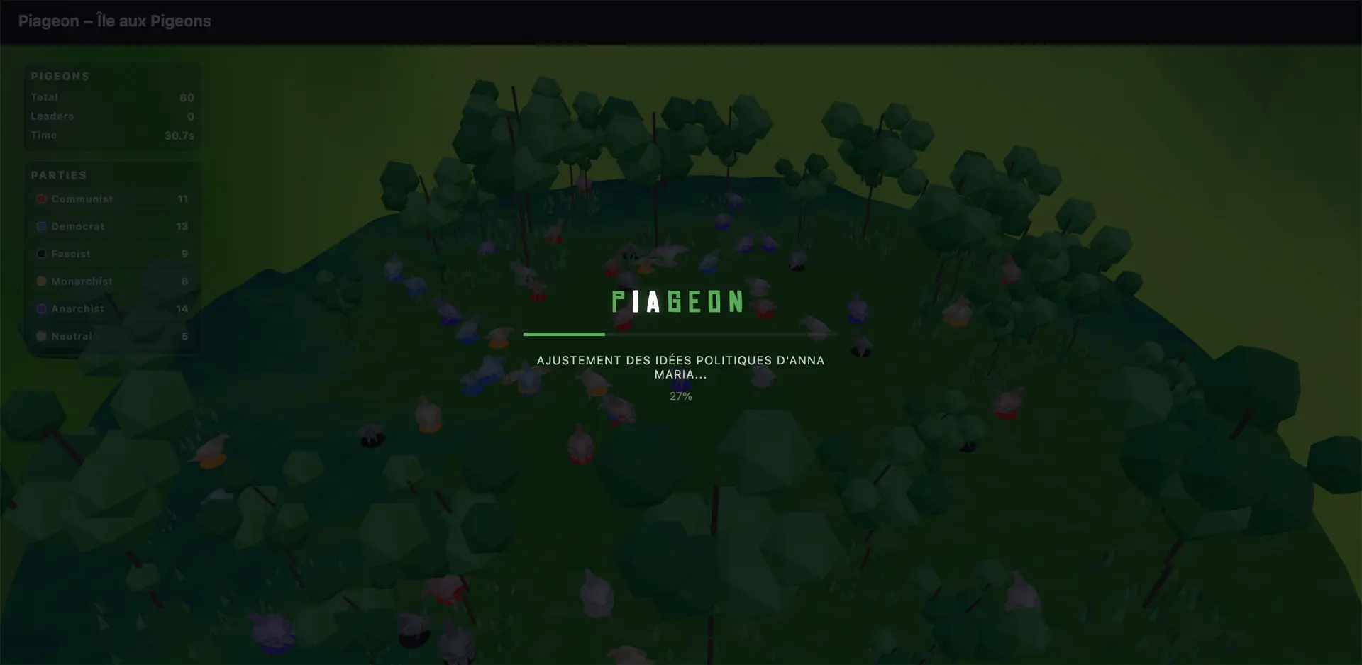 Écran de chargement de Piageon