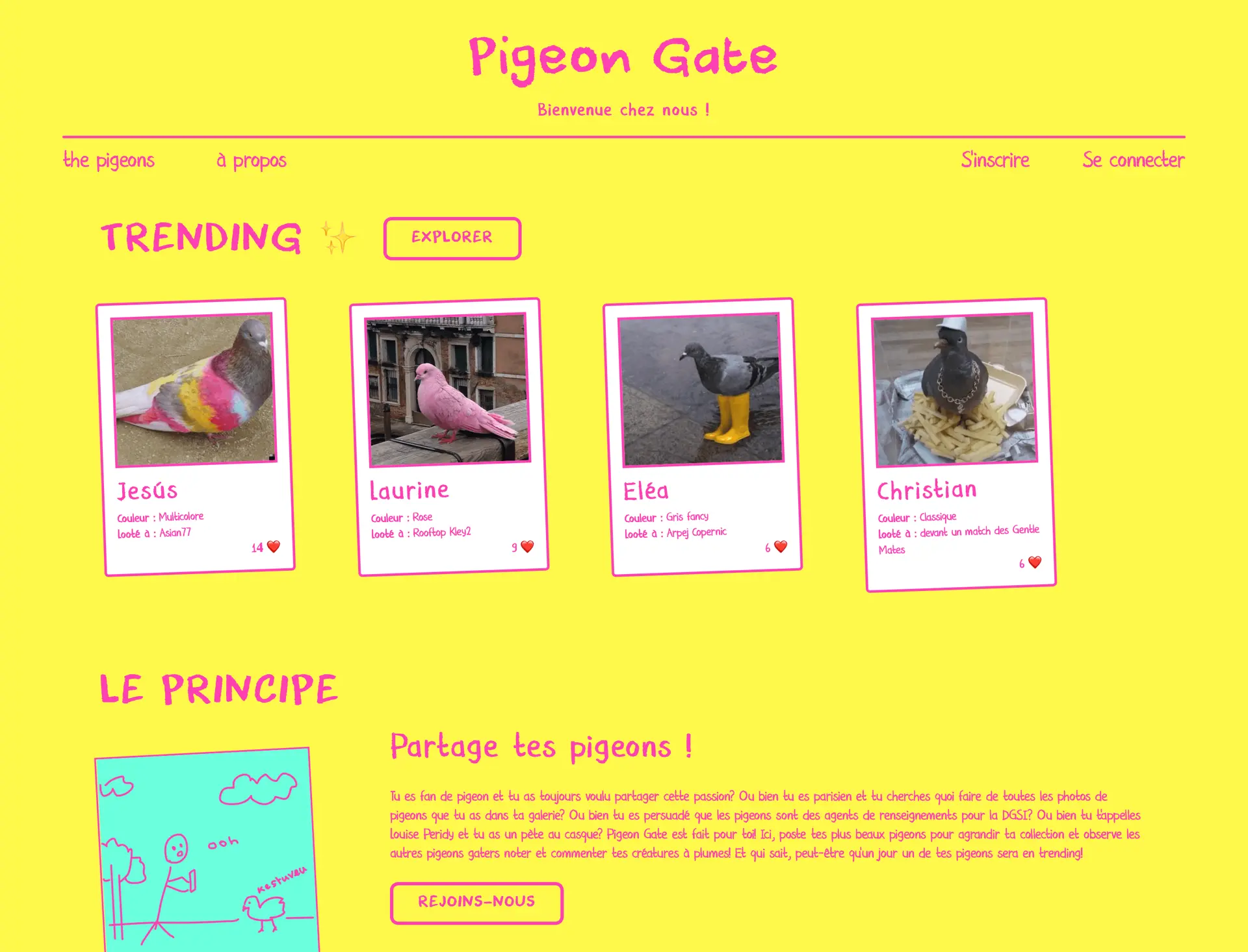 Page d'accueil de Pigeon Gate